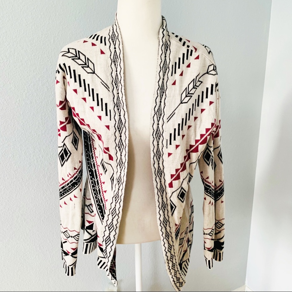 Pink Republic Southwestern Open Front Cardigan XL